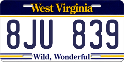 WV license plate 8JU839