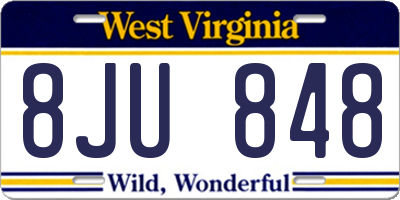 WV license plate 8JU848