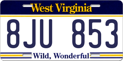 WV license plate 8JU853