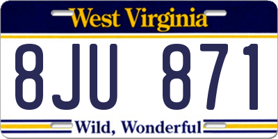 WV license plate 8JU871