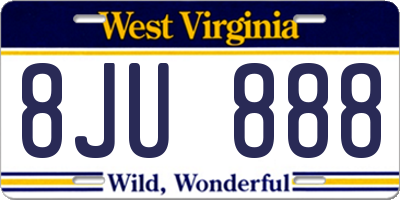 WV license plate 8JU888