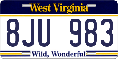 WV license plate 8JU983