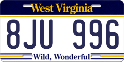 WV license plate 8JU996