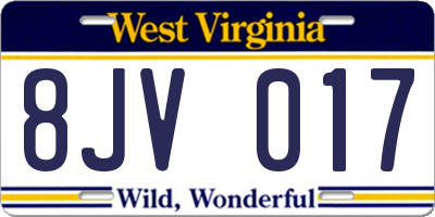 WV license plate 8JV017
