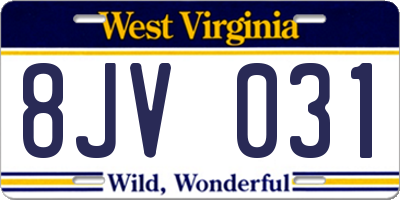 WV license plate 8JV031