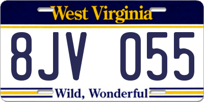 WV license plate 8JV055