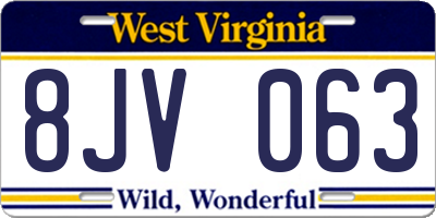 WV license plate 8JV063