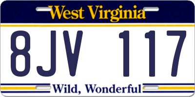 WV license plate 8JV117