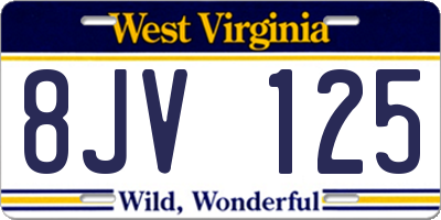 WV license plate 8JV125