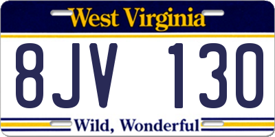 WV license plate 8JV130