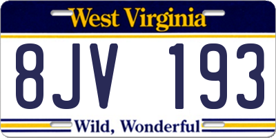 WV license plate 8JV193