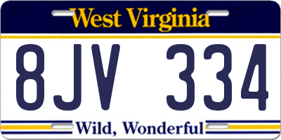 WV license plate 8JV334
