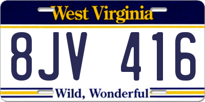 WV license plate 8JV416