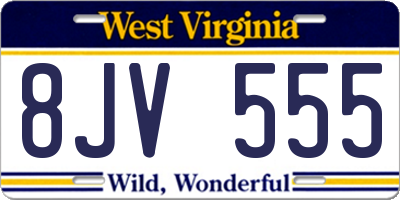 WV license plate 8JV555