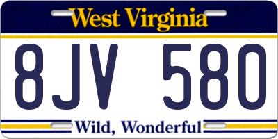 WV license plate 8JV580
