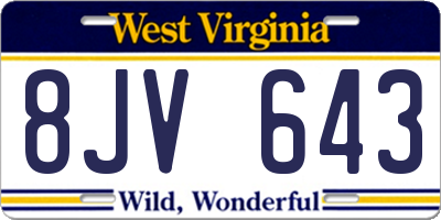 WV license plate 8JV643