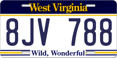 WV license plate 8JV788