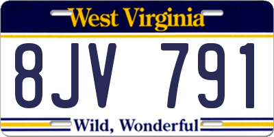 WV license plate 8JV791