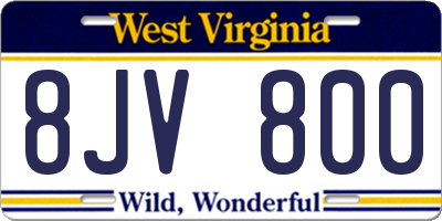 WV license plate 8JV800