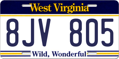 WV license plate 8JV805