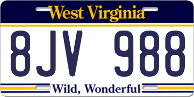 WV license plate 8JV988