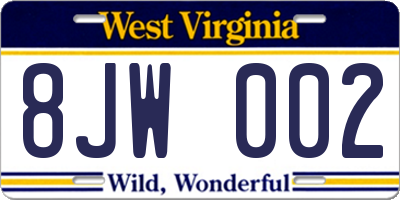 WV license plate 8JW002
