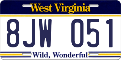 WV license plate 8JW051