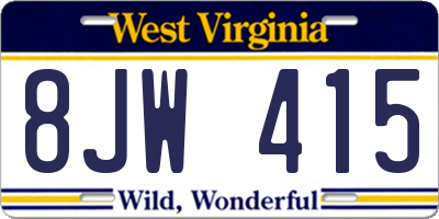 WV license plate 8JW415