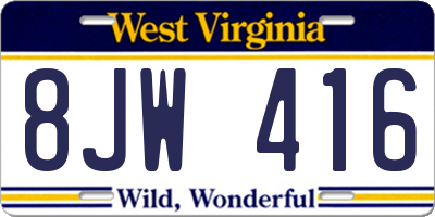 WV license plate 8JW416