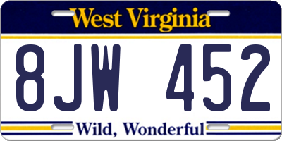 WV license plate 8JW452