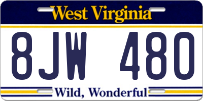 WV license plate 8JW480