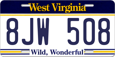 WV license plate 8JW508