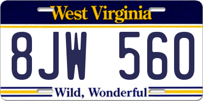 WV license plate 8JW560