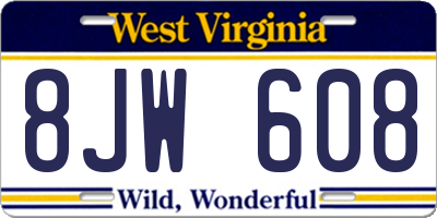 WV license plate 8JW608