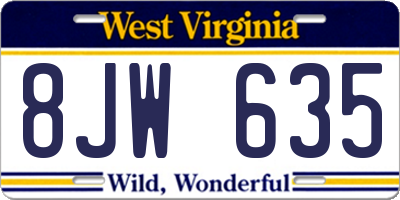 WV license plate 8JW635