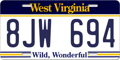 WV license plate 8JW694
