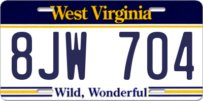 WV license plate 8JW704