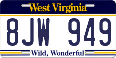WV license plate 8JW949