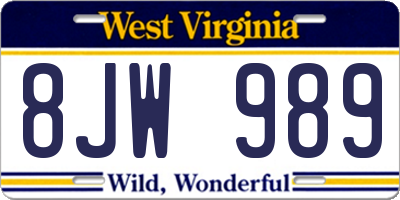 WV license plate 8JW989