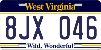 WV license plate 8JX046
