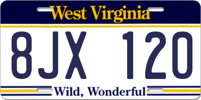 WV license plate 8JX120