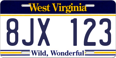 WV license plate 8JX123