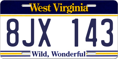 WV license plate 8JX143