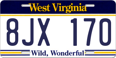 WV license plate 8JX170