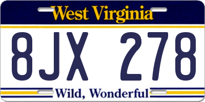WV license plate 8JX278