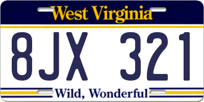 WV license plate 8JX321