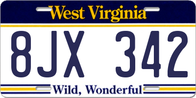 WV license plate 8JX342