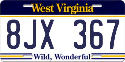WV license plate 8JX367