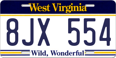 WV license plate 8JX554