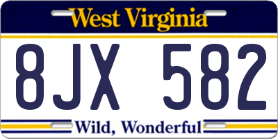 WV license plate 8JX582